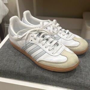 Adidas White and light blue sambas